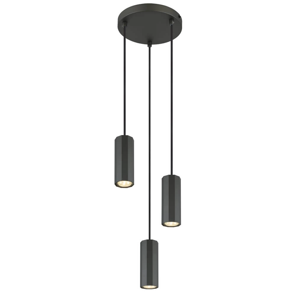 Suspension grise James 3 lumières rondes Suspension grise James 3 lumières rondes