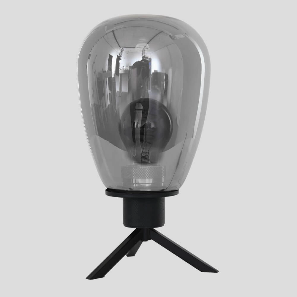 Lampe de table en verre Reflexion 15cm noir avec verre fumé Steinhauer 8712746132618
