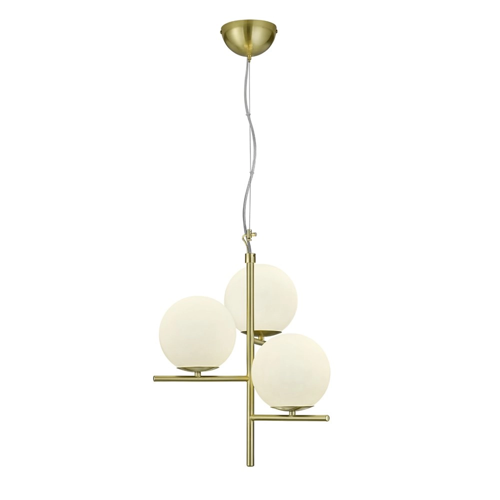 Lampe à suspension Pure laiton mat avec boules blanches Trio 4017807436112