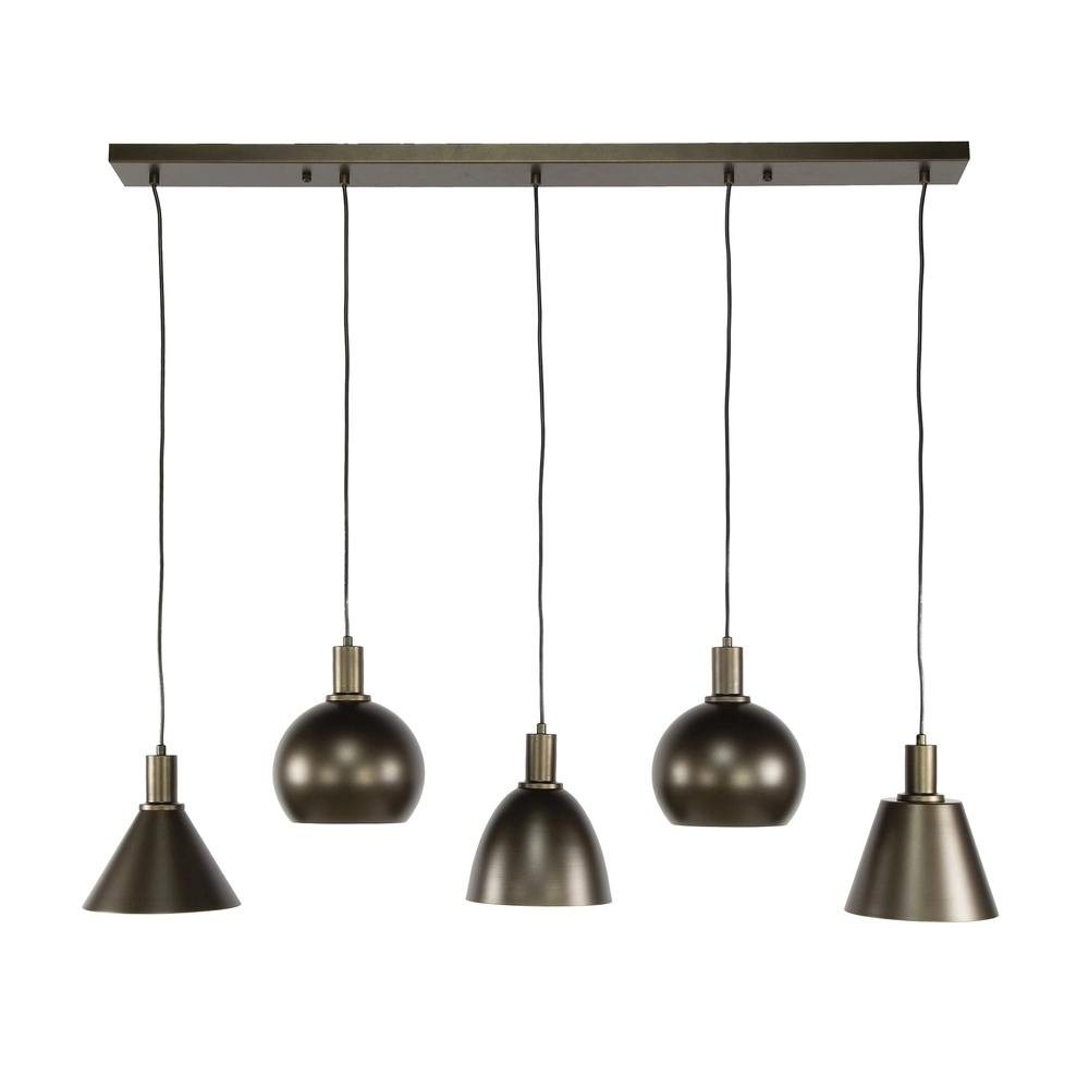 Lampe pendante de table à manger Metallo 5L - Brun Sienna - E27 Lyora 8716803512337