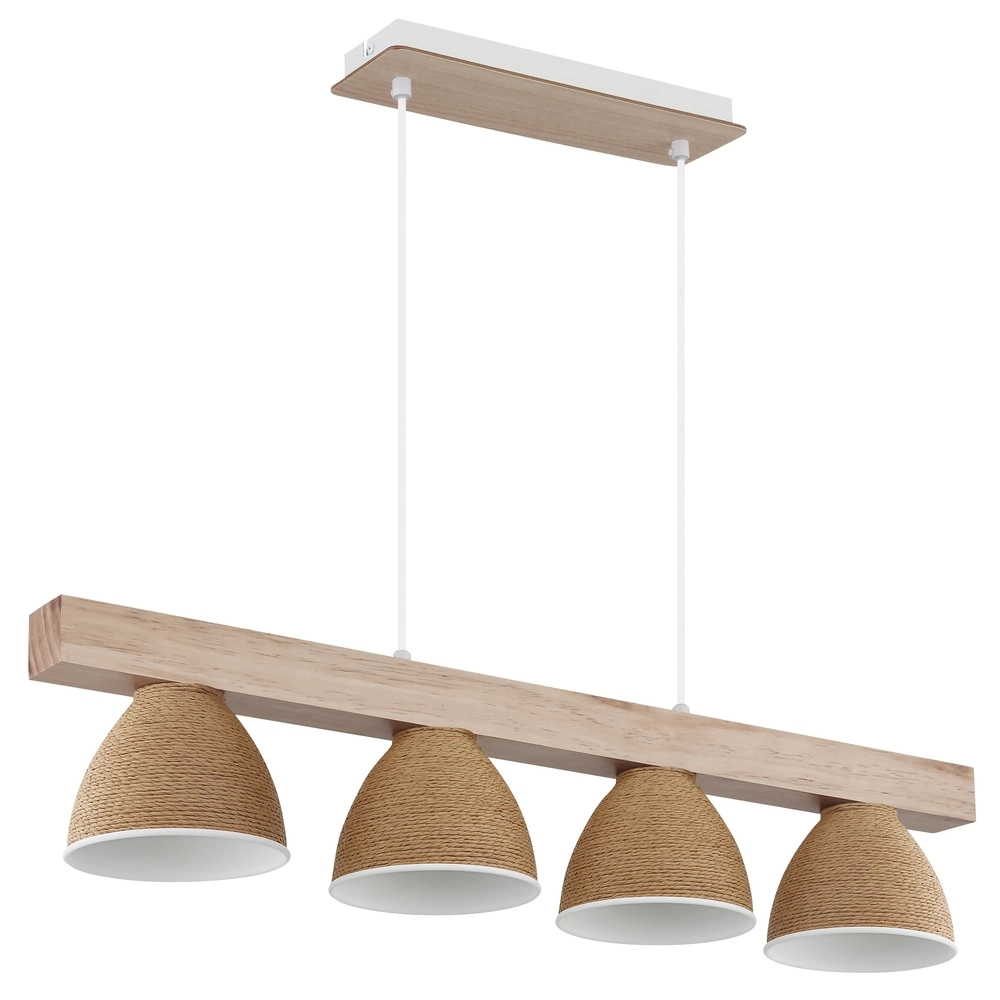 Lampe suspendue Lyndon Blanc à 4 lumières avec rotin Globo 9007371583904