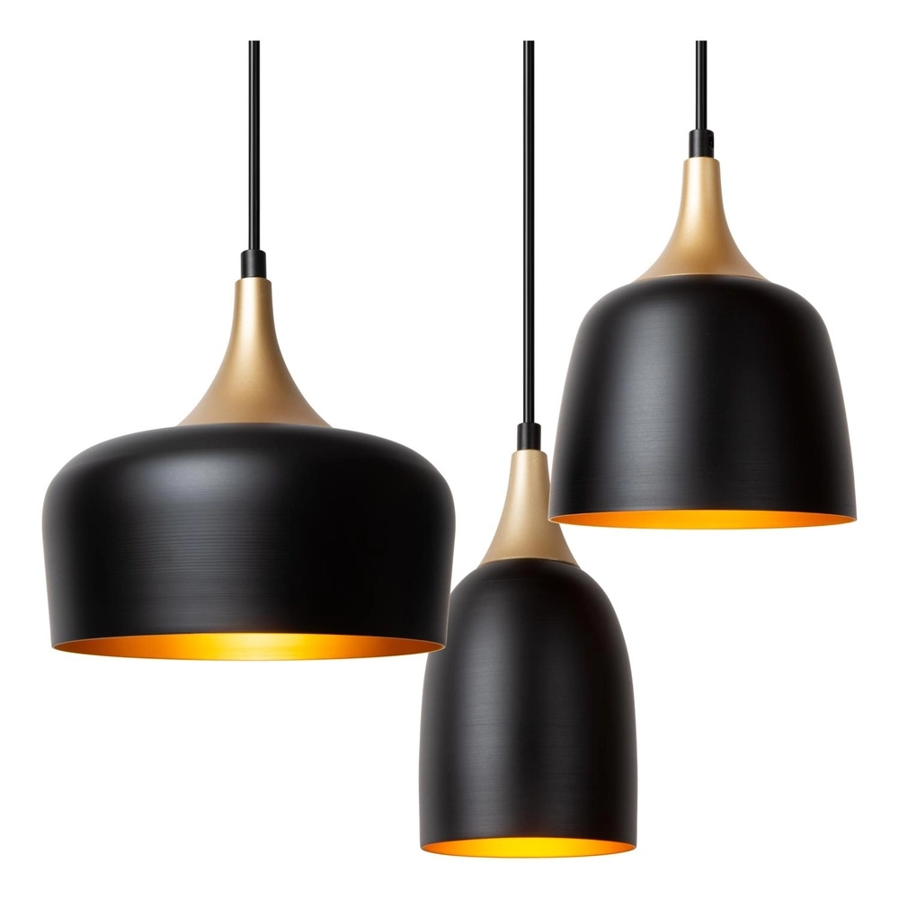 Lampe suspendue à 8 lampes Chayanne Design noir avec or Lucide 5411212051554