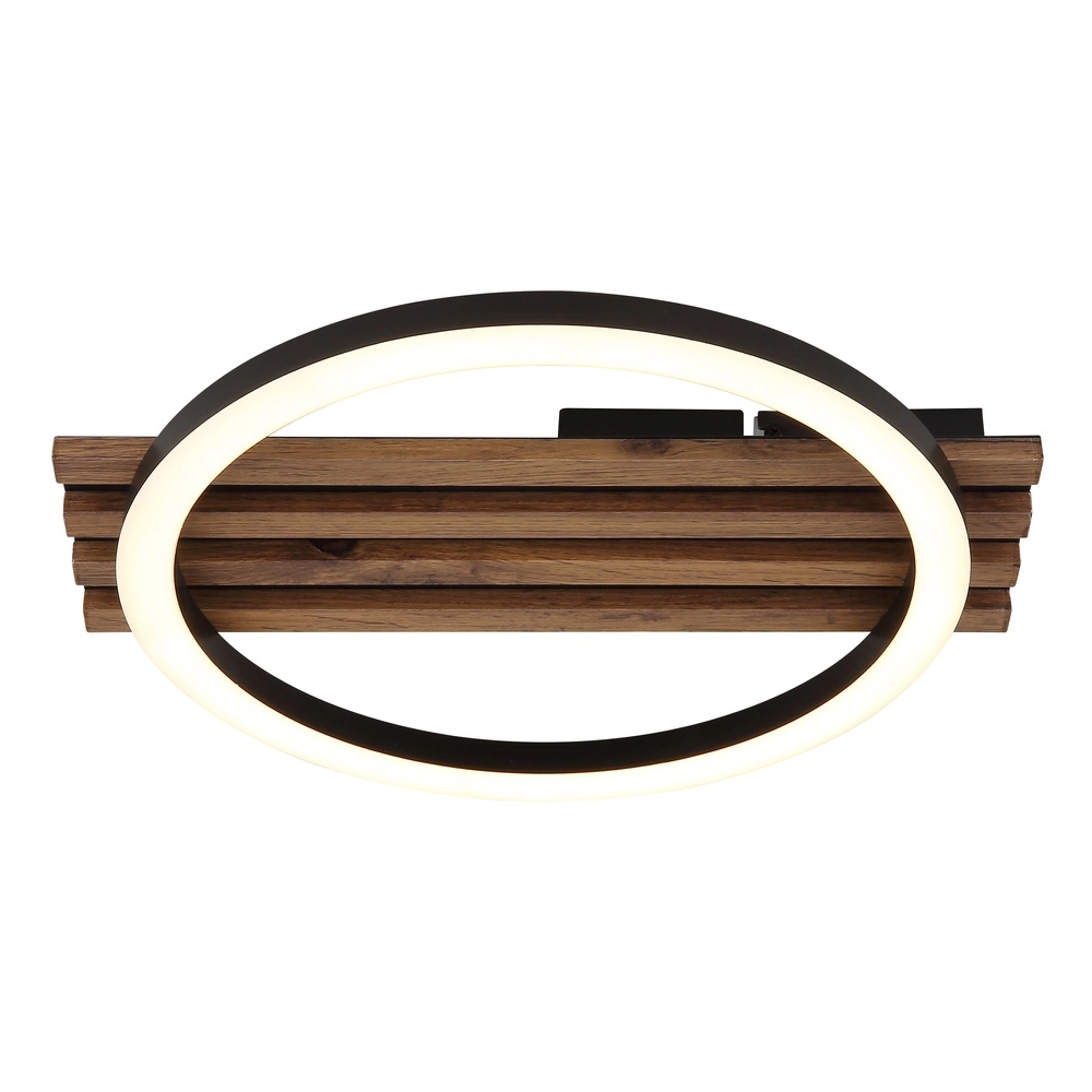 Lampe de plafond Tisha Noir simple avec bois Globo 9007371522576