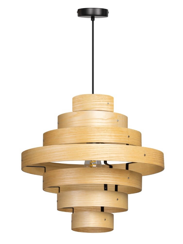 Lampe suspendue en bois Oaknut 7 anneaux