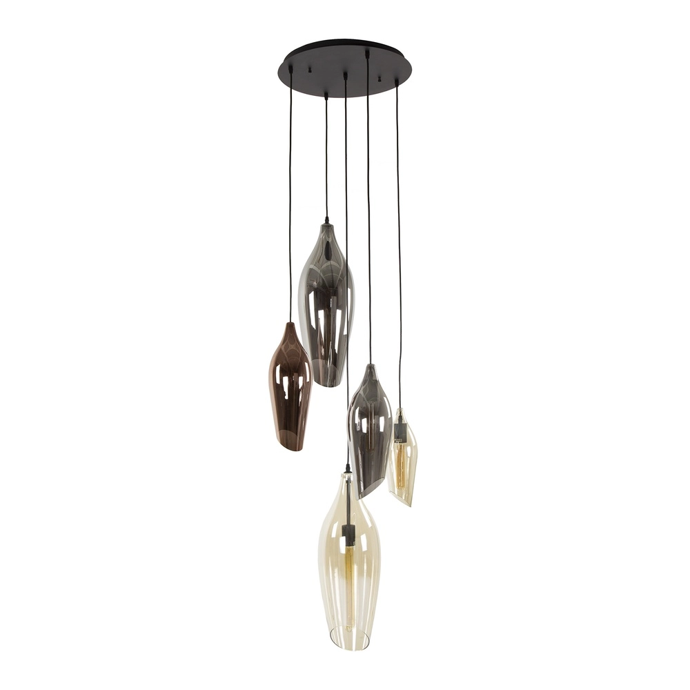 Lampe pendante Vide Cocoon 5x verre coloré Lyora 8716803511910