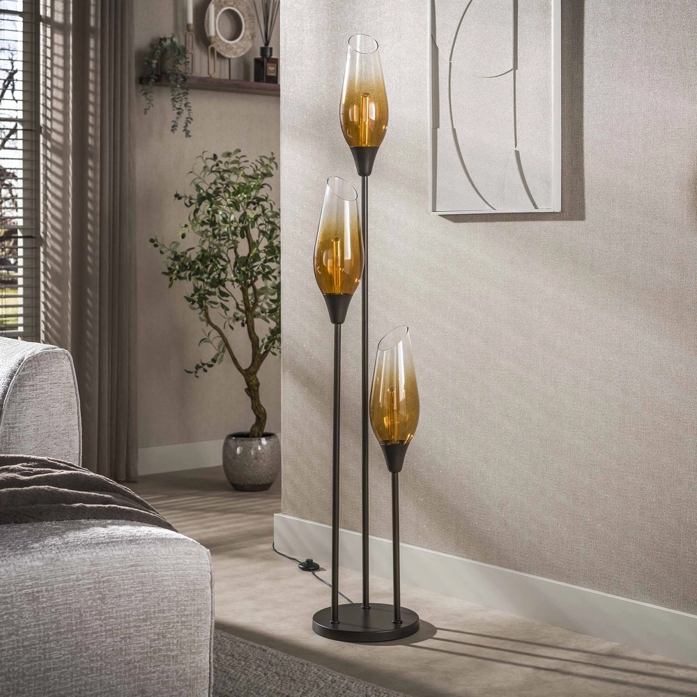 Lampe de pied en verre Cocoon 3x E27 - 168cm - verre décoloré Lyora 8716803511880