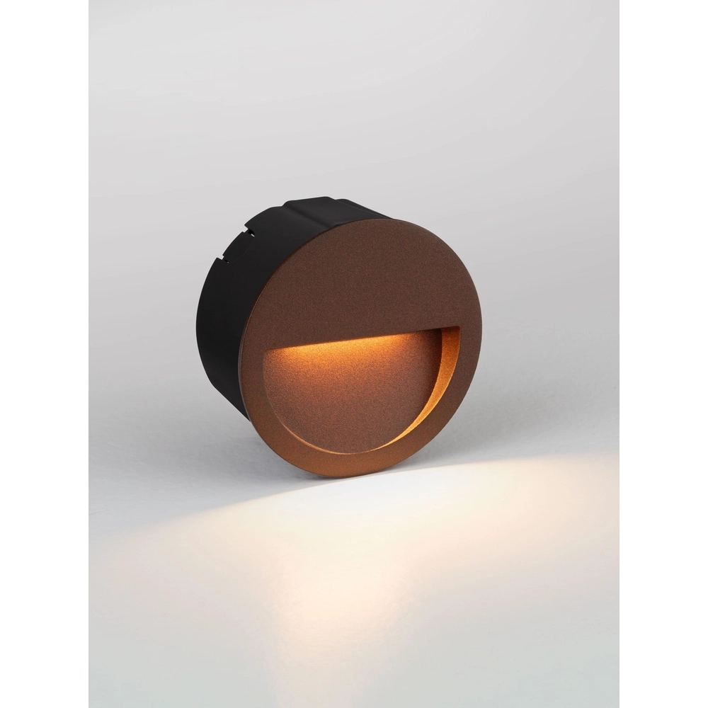 Lampe murale ronde encastrée Sete Brun rouille Lyora 5212017497994