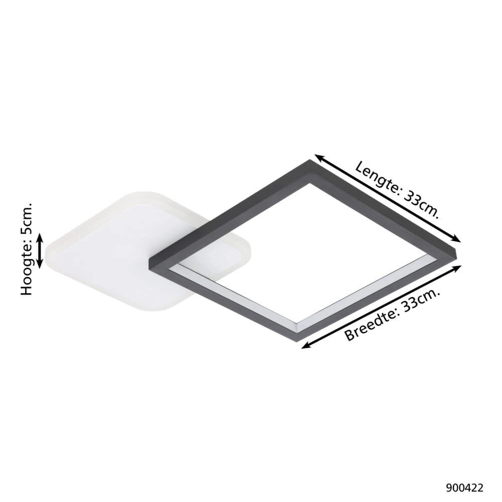 Plafonnier LED orientable Gafares carré - noir Eglo 9008606241026