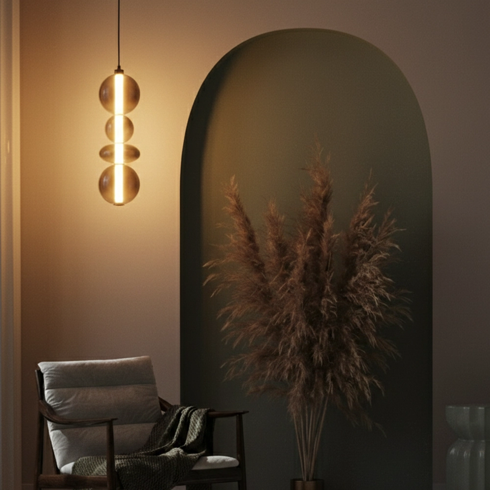 Suspension Bally Verre fumé 62cm