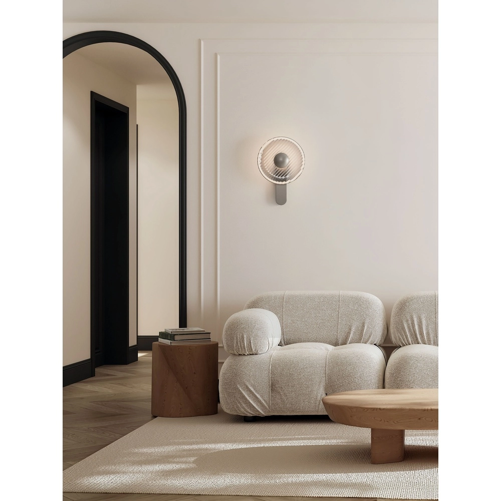 Lampe murale de conception Lavina Gris argenté avec verre fumé Ø 25cm