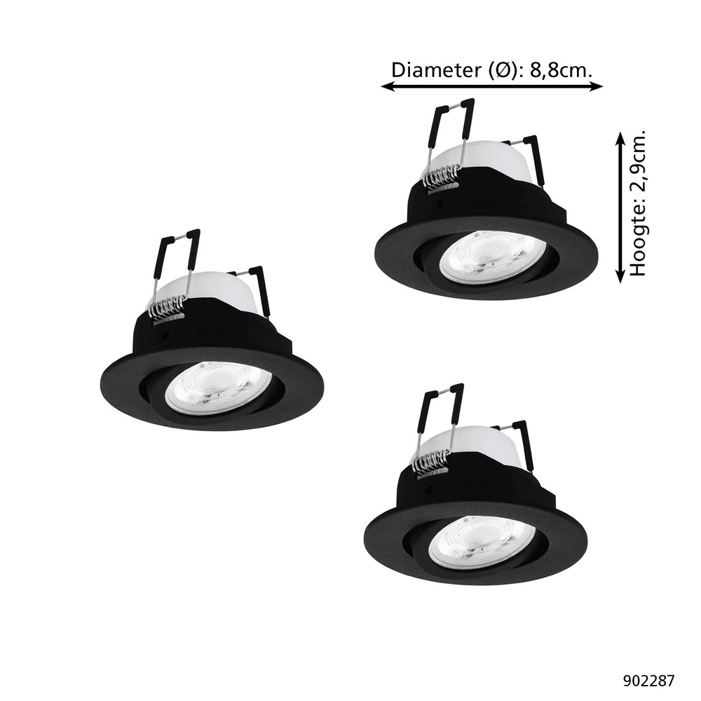 Lot de 3 spots encastrés Saliceto-Z Noir intelligent Eglo 9008606358960