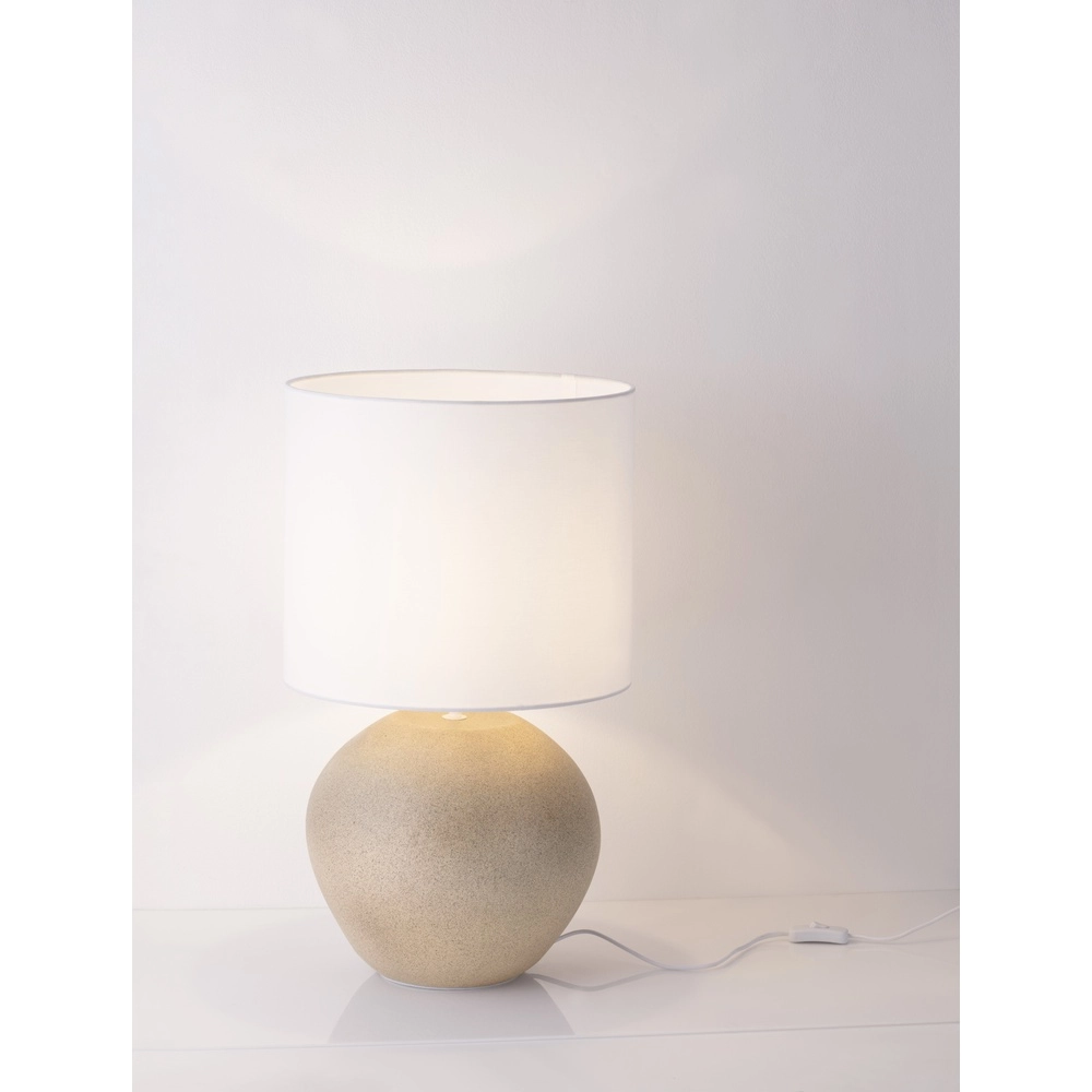 Lampe de table Mizu crème avec capuche blanche