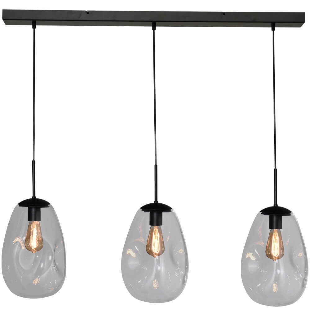 Lampe à suspension en verre Lava 3x verre transparent Ø 22,5 cm