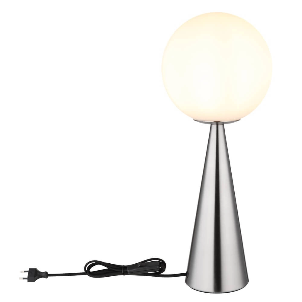 Lampe de table Pinpal nickel avec verre convexe blanc Globo 9007371450343