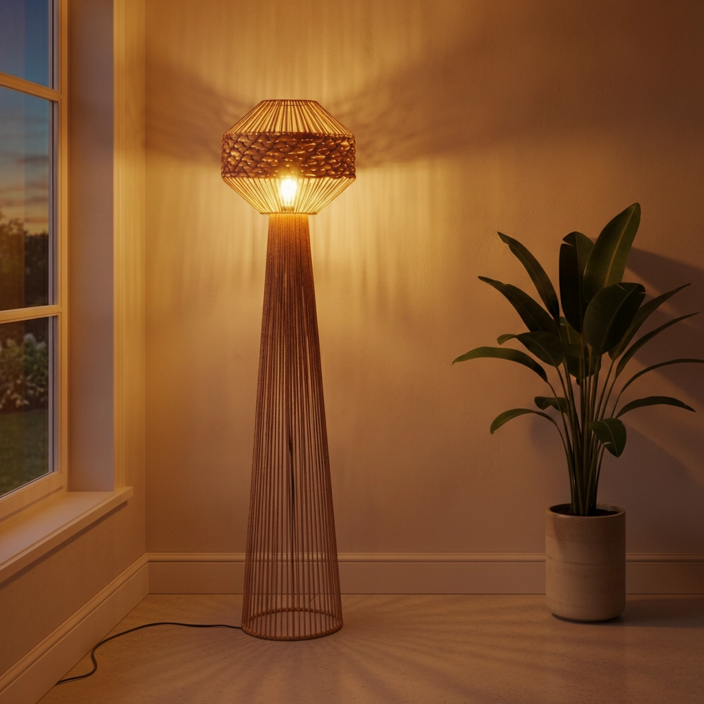 Lampadaire Mapi Ø 42cm rouge avec marron