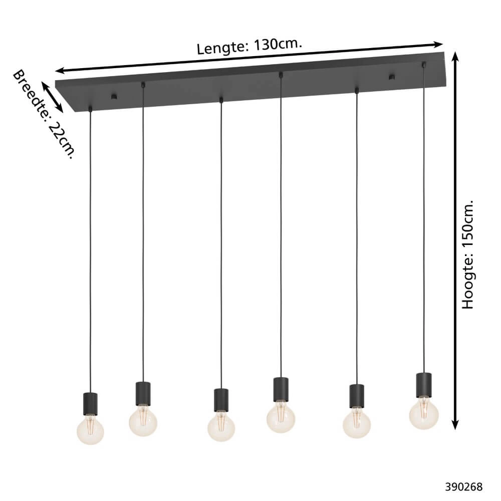 Lampe suspendue 6 lumières Huebro allongé Stars of Light 9008606261352