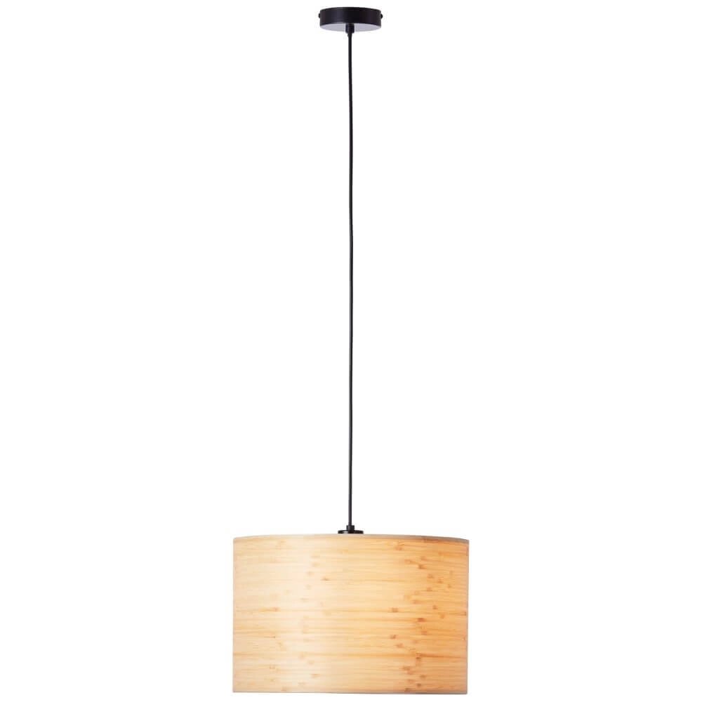 Lampe suspendue Romm noir avec du bois marron Brilliant 4004353394805