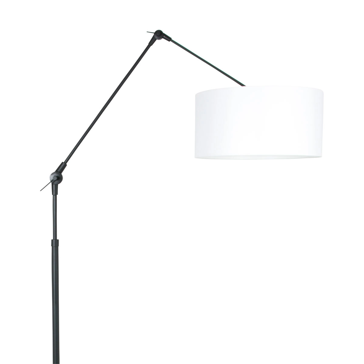 Lampe de lecture au sol Prestige Chic noir avec abat-jour en chintz blanc de 40 cm Steinhauer 8712746145823