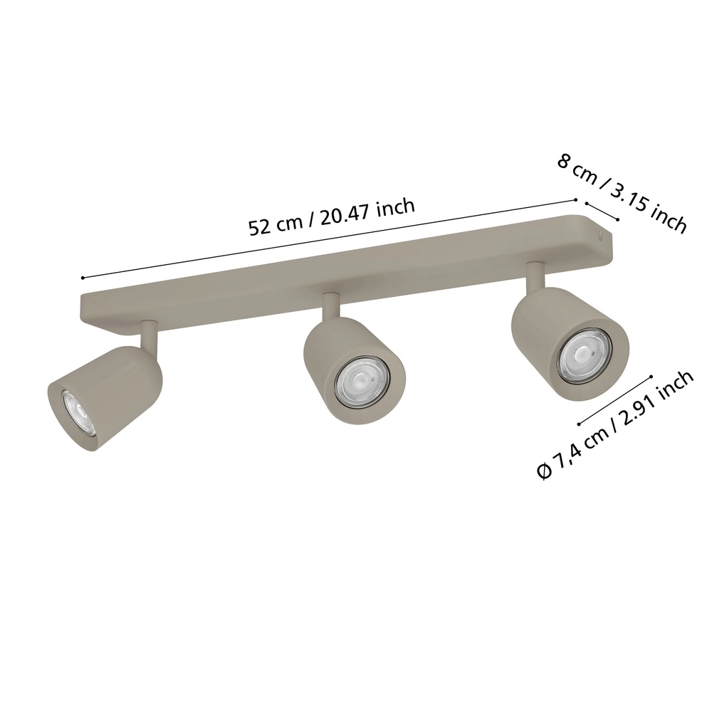 Lampe de plafond marron sable Camaldoli 3x GU10 - orientable Eglo 9008606363179