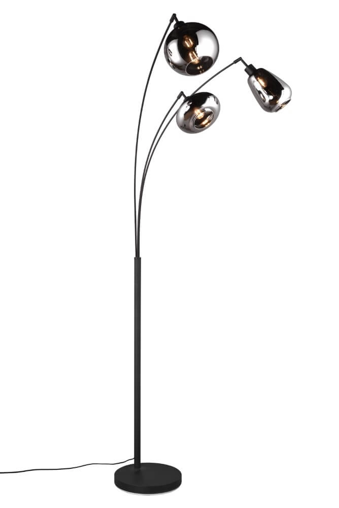 Lampadaire sur pied Lumina luminaire noir avec verre chromé Trio 4017807581201
