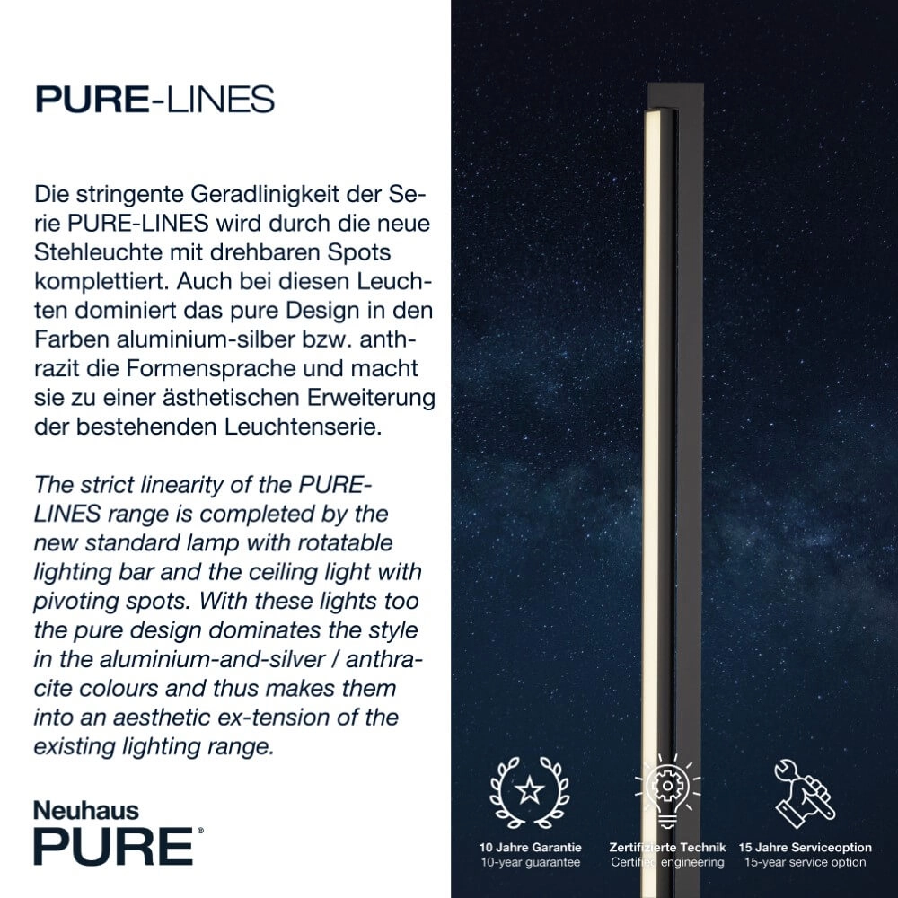 Lampadaire Pure-Lines anthracite Paul Neuhaus 4012248366325