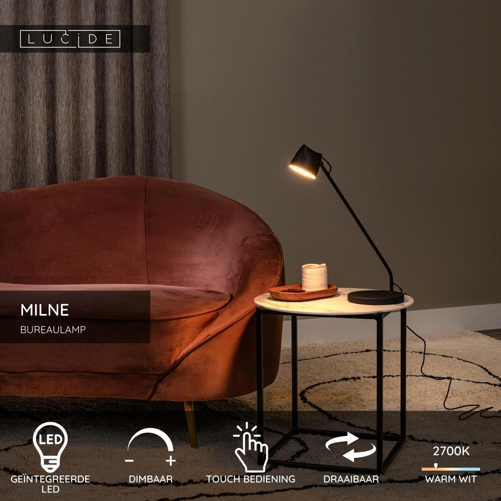 Lampe de bureau Milne Noir Lucide 5411212421111