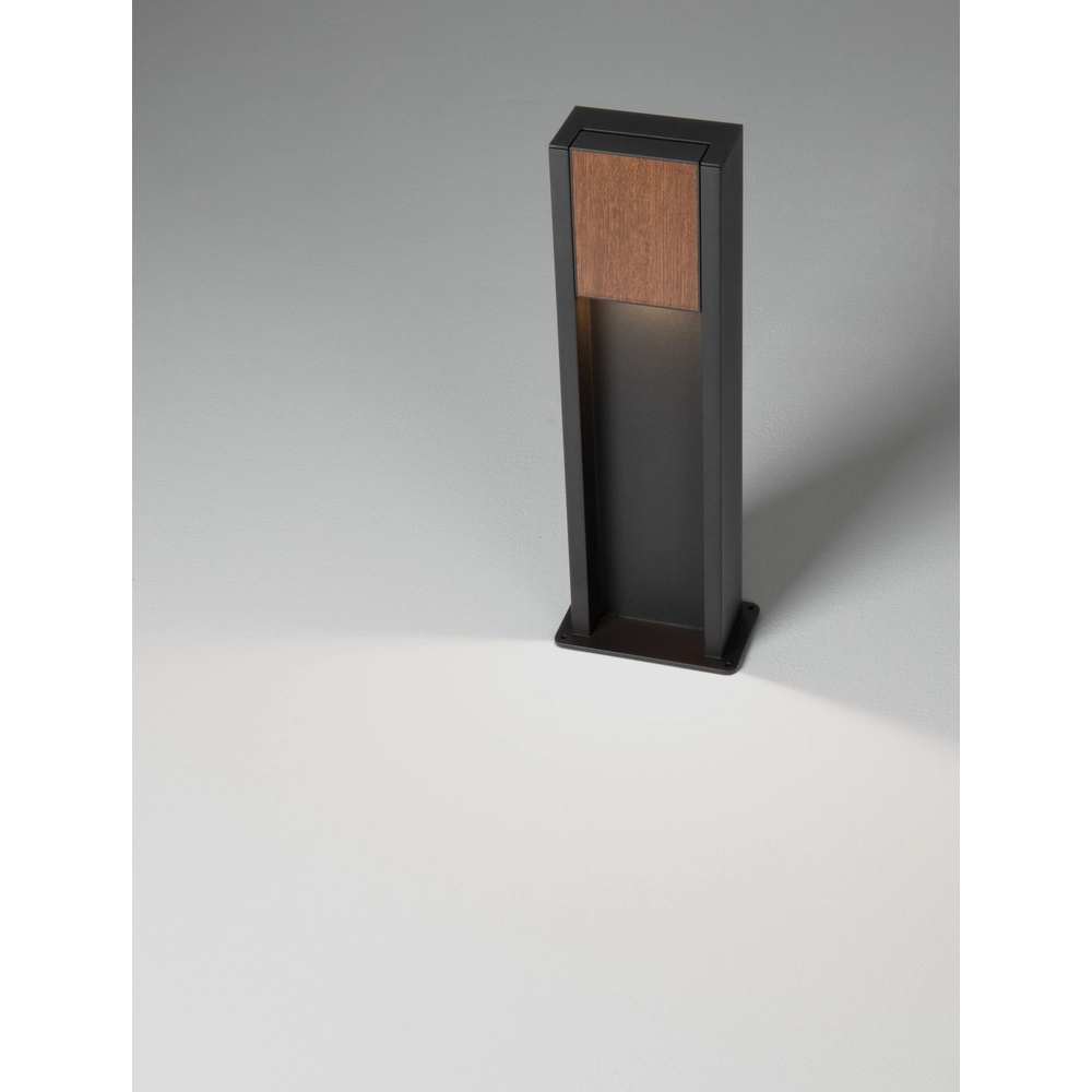 Lampe de jardin Kioo noir avec bois Lyora 5212017478801