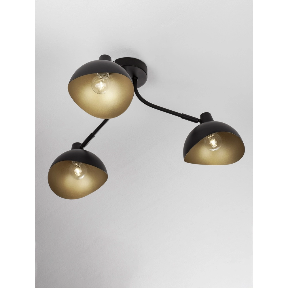 Plafonnier Geti M noir avec intérieur doré Lyora 5212017436399