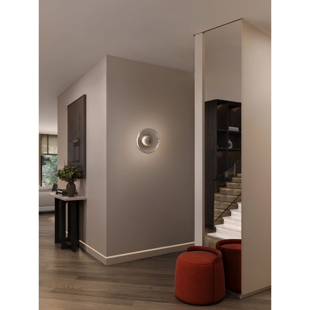 Lampe murale Lavina Gris argenté avec verre fumé Ø 25cm