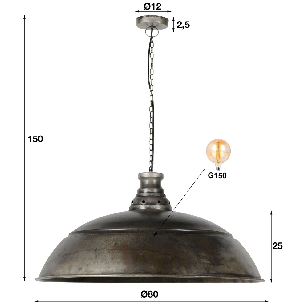 Lampe pendante industrielle Industry Ø 80cm - vieil argent Lyora 8716803511781