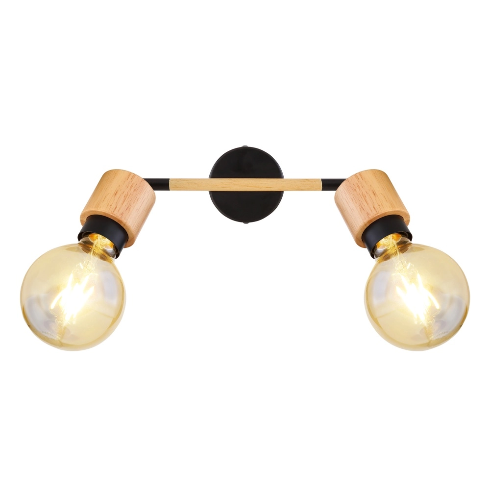 Lampe de plafond Jorna 2-noir clair avec bois Globo 9007371402281