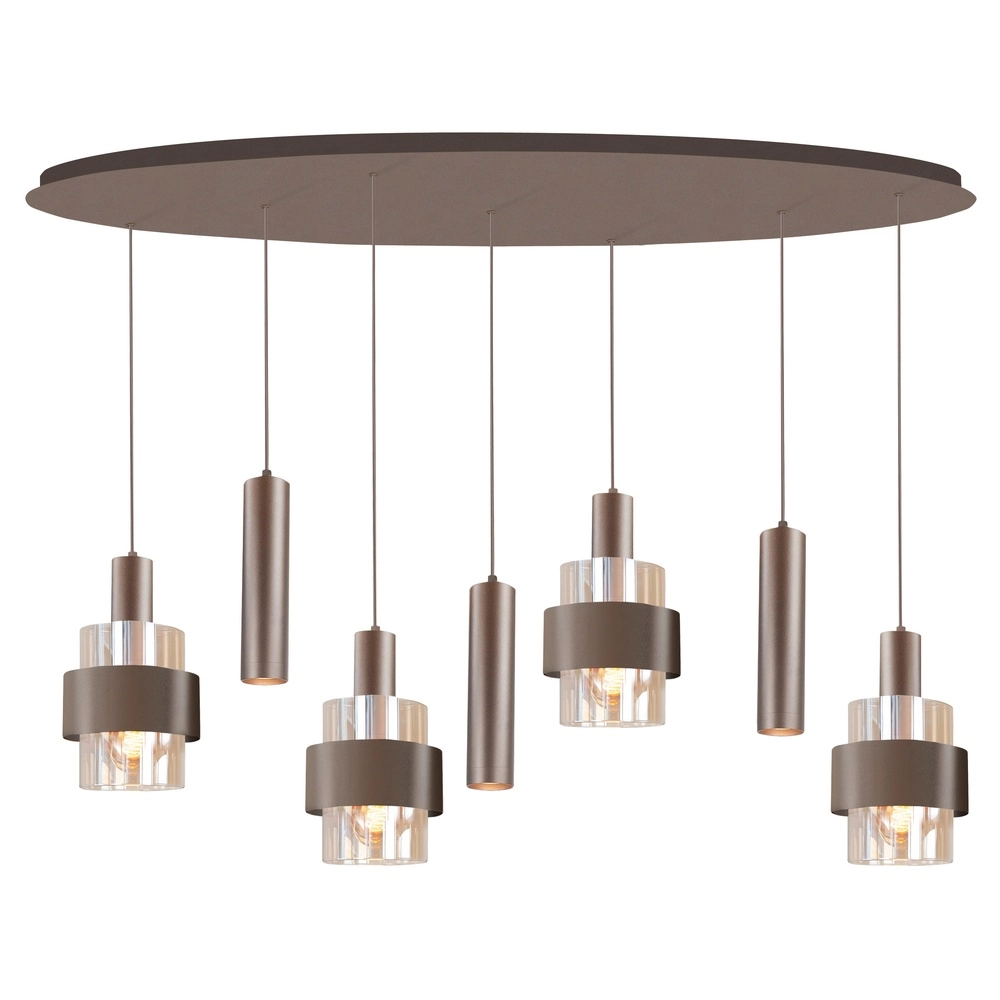 Lampe pendante de conception Marrone Thé Brown ovale 7 lumières