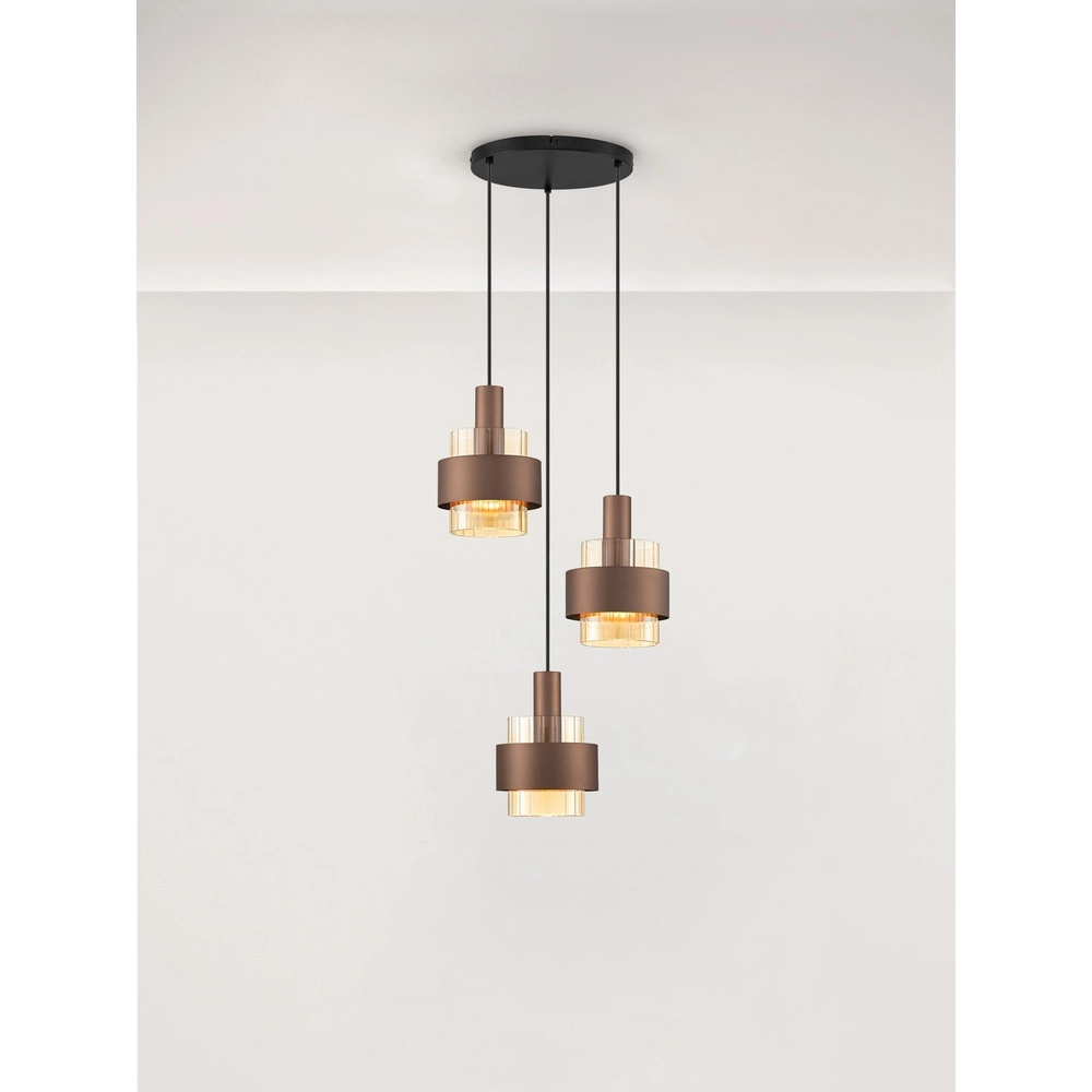 Lampe pendante moderne Serena 3 café brun clair Lyora 5212063501140