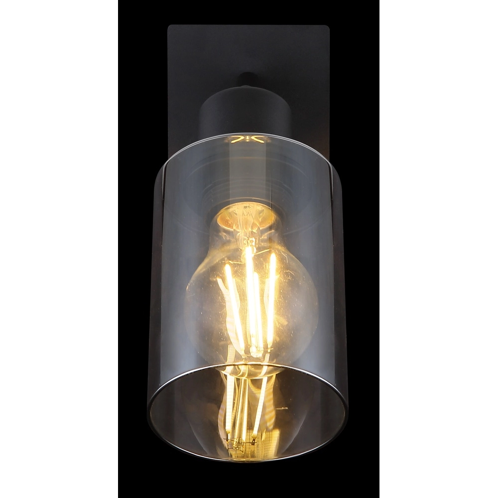 Lampe murale Hadera noir avec verre fumé Globo 9007371437214