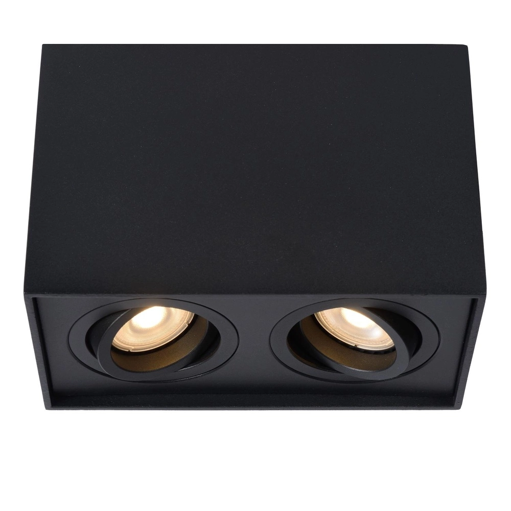 Emplacement de plafond monté en surface Tube Rectangle noir Lucide 5411212221292
