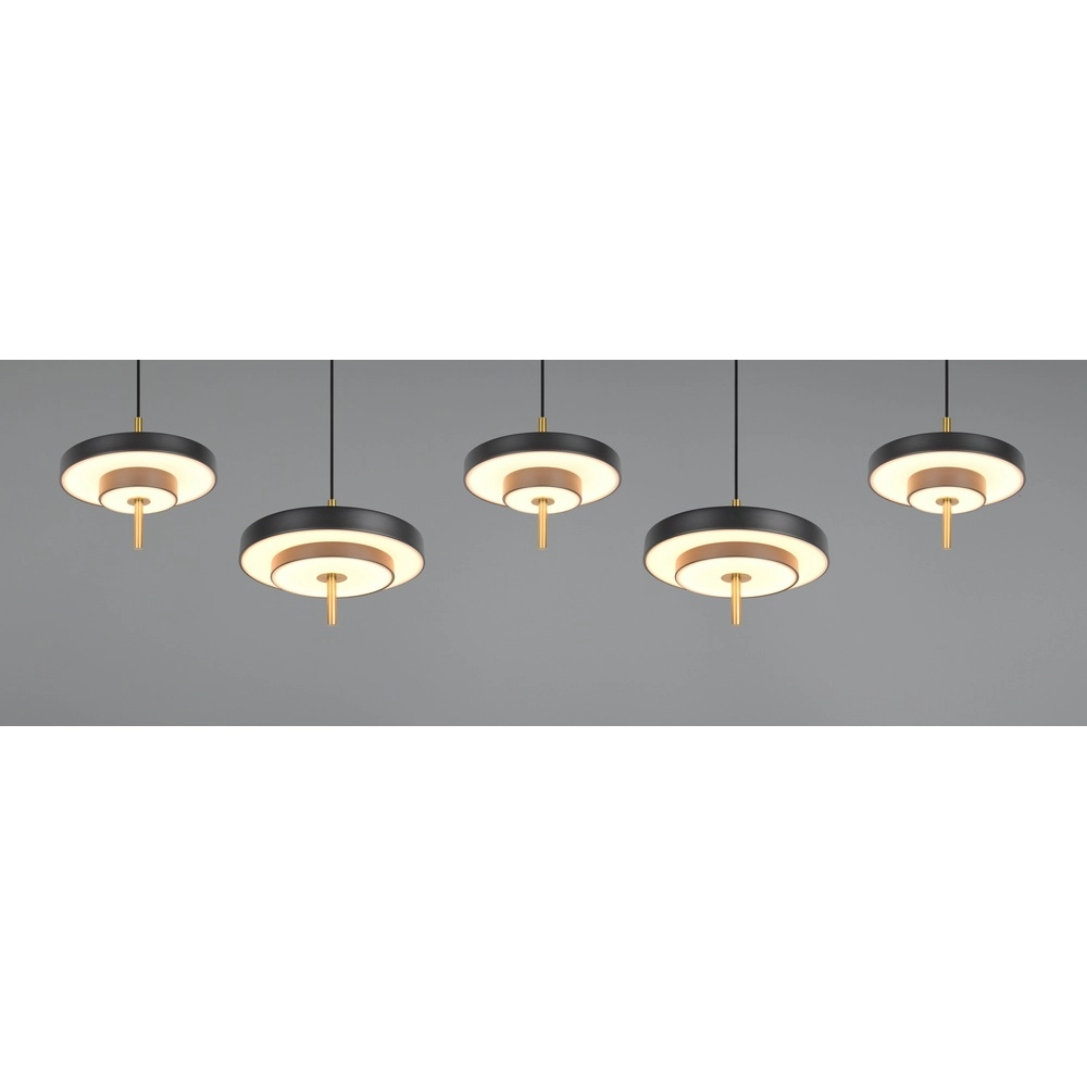 Suspension 5 lumières Keaton noir avec or Trio 4017807655483