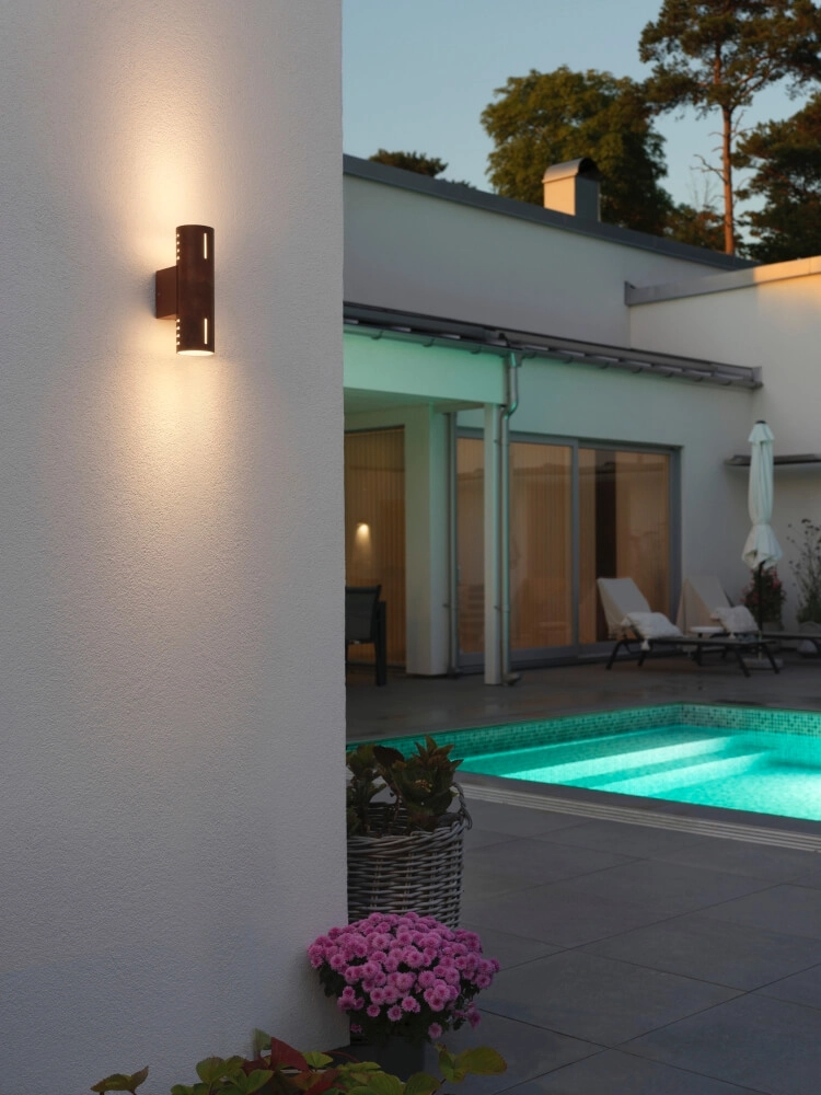 Applique murale design Cuneo Brun rouille avec verre blanc KonstSmide 7318303659720