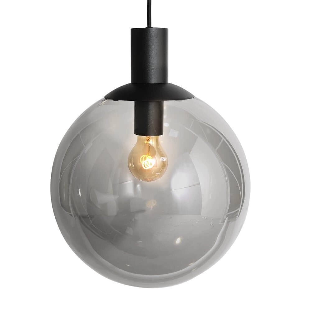 Lampe suspendue Vide Bollique noir avec verre fumé Steinhauer 8712746172997
