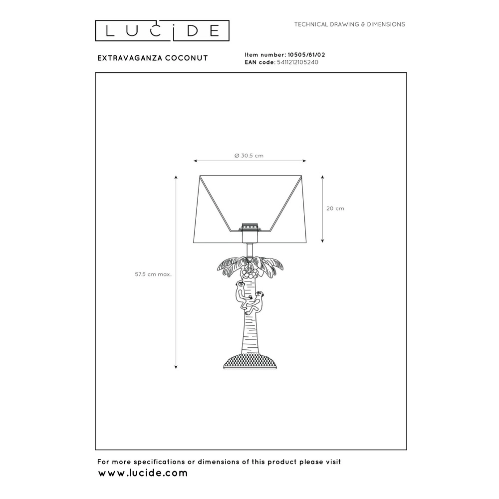 Lampe de table Extravaganza Coconut Or avec un chapeau vert Lucide 5411212105240
