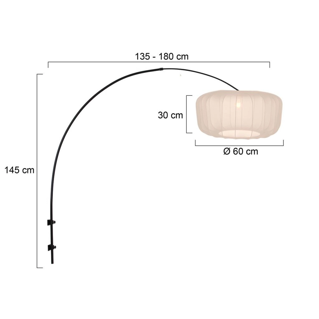 Lampe murale noire Vela Lino avec une teinte crème Ø60cm Steinhauer 8712746182033