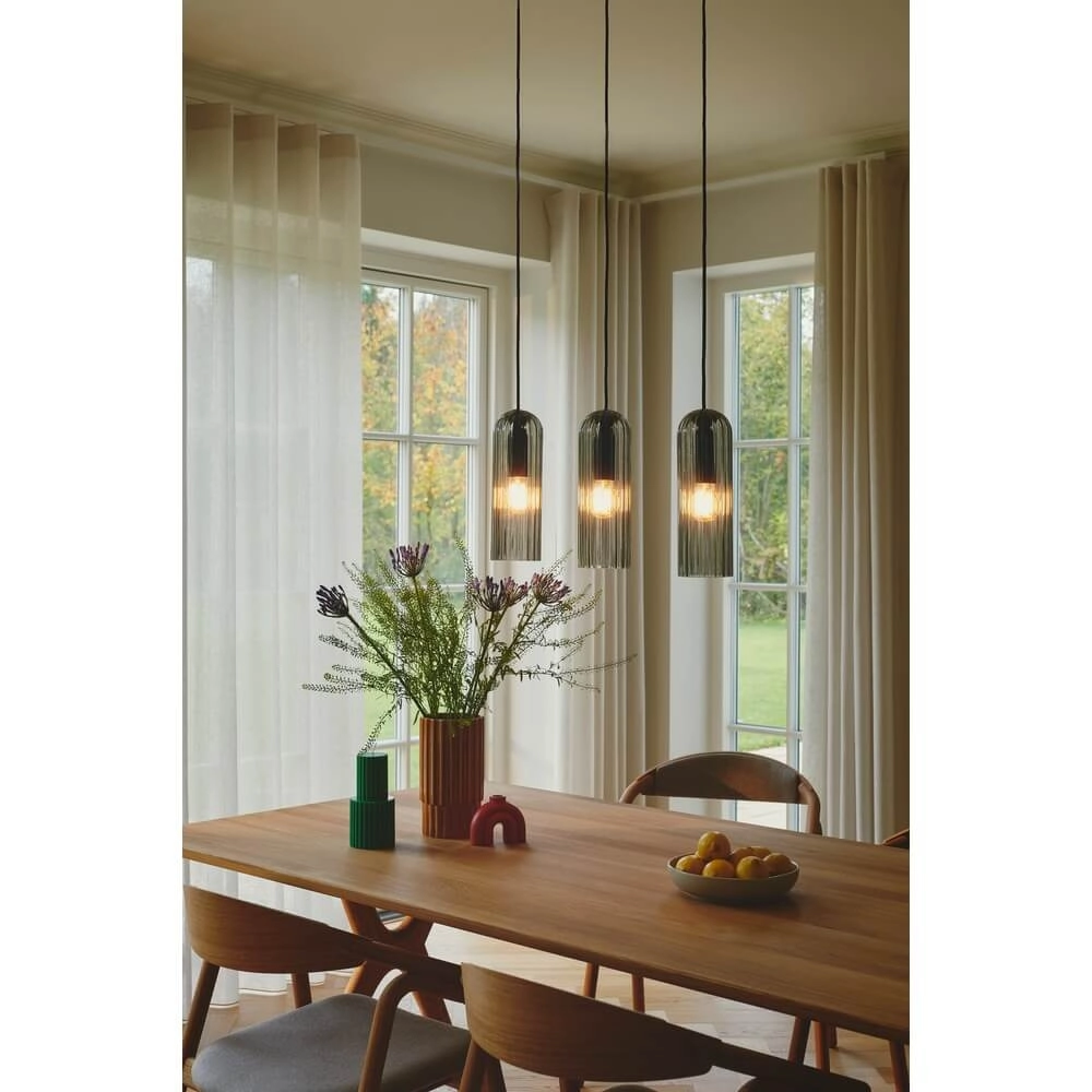Suspension 3 lumières Miella noir avec verre fumé Nordlux 5704924018626