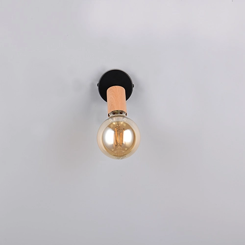 Lampe de plafond Lamego noir avec bois Trio 4017807670851