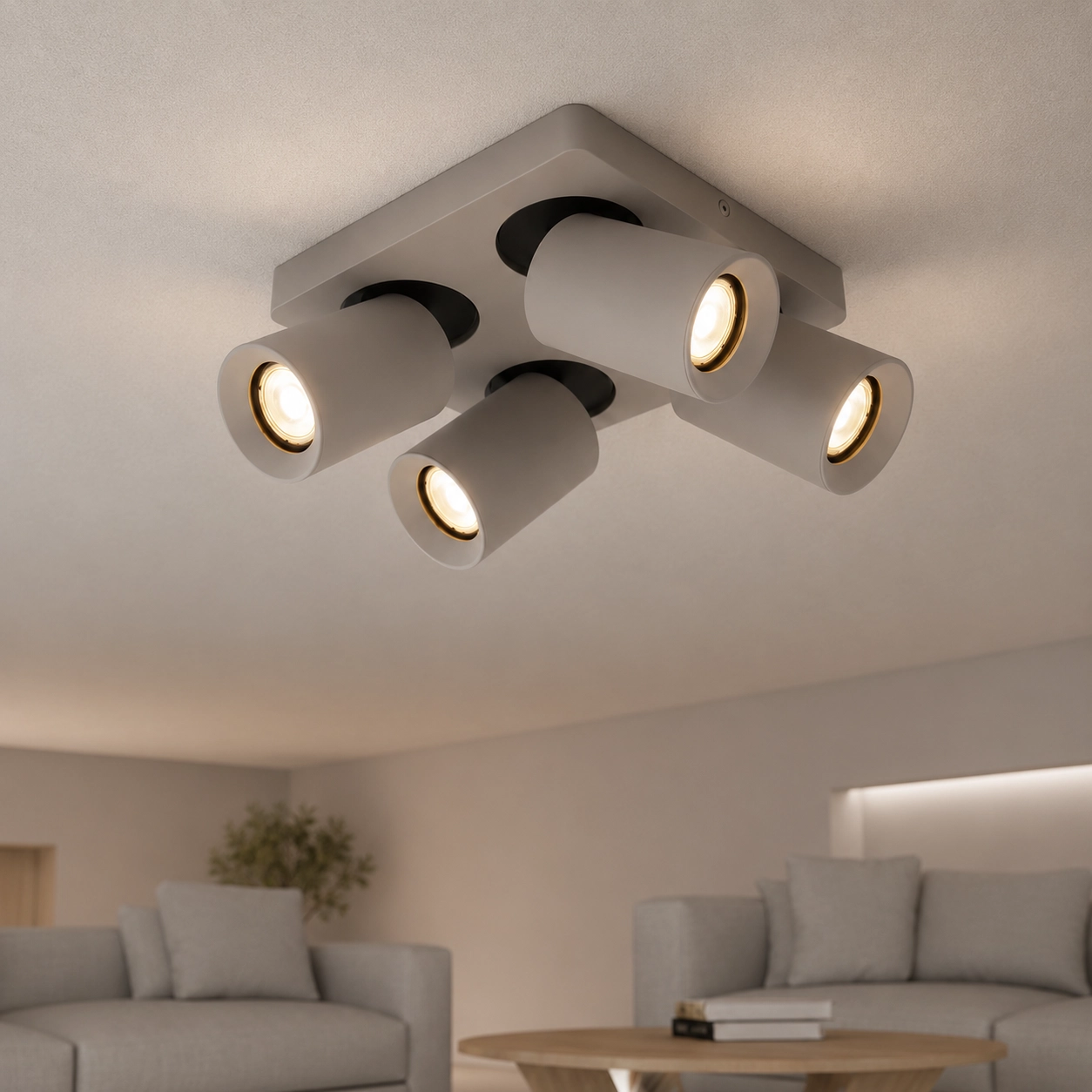 Spot en saillie 4 lumières Megano gris orientable