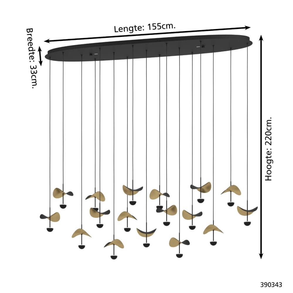 Lampe suspendue noire Dracera avec de l'or Stars of Light 9008606270576