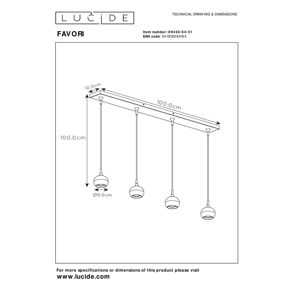 Lampe pendante de conception Favori Blanc 4 lumières Lucide 5411212093103