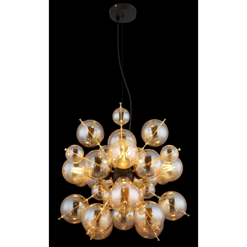 Lampe pendante unique Udo Verre ambré Ø 51cm Globo 9007371509171