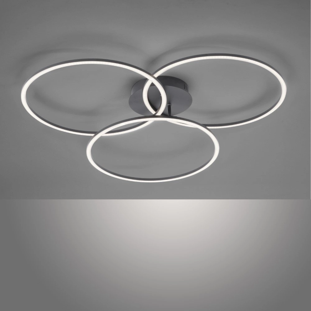 Plafonnier Ivanka 3 anneaux noir Just Light 4043689970567