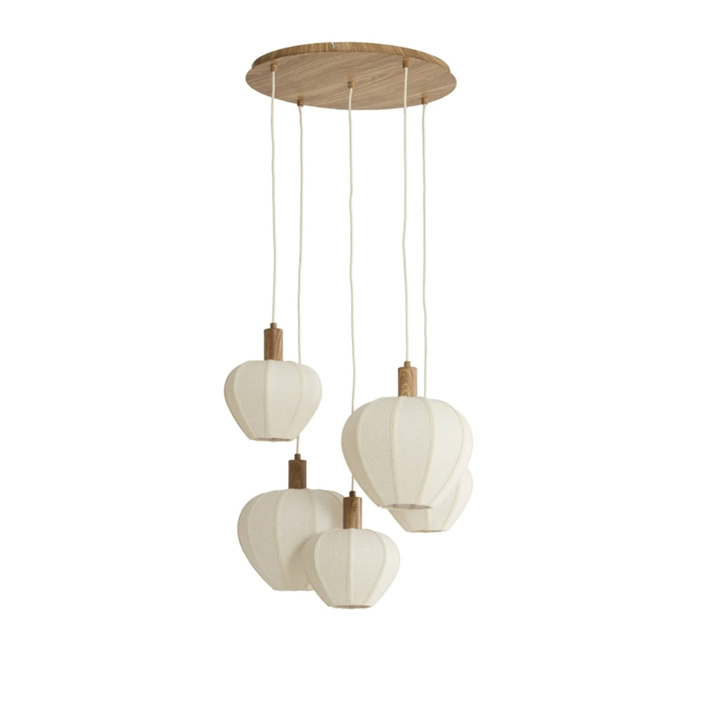 Lampe pendante Japandi Huxi Lumière à 5 lumières