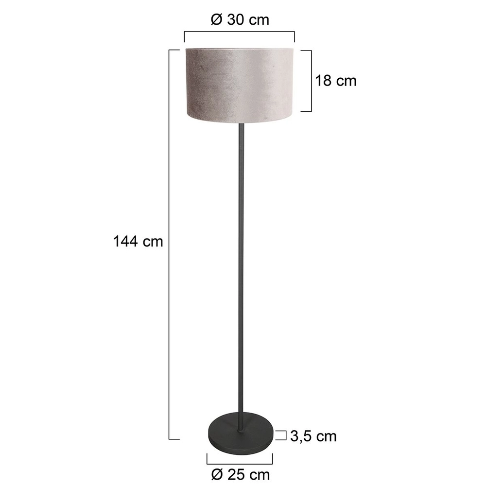 Lampadaire noir Noor avec capot gris Steinhauer 8712746182354