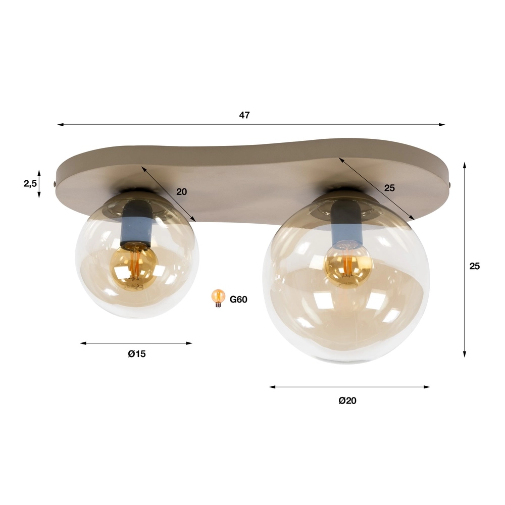 Lampe de plafond moderne Bubble brun sable Lyora 8716803514935